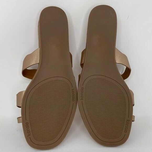 Kensie Sandals NWOT Arjuna Slip On Strap Square Toe Wedge Heel Gold Size 7.5 - Picture 6 of 11
